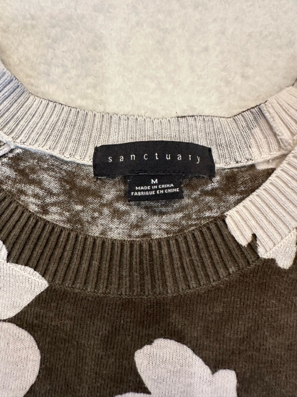 Anthropologie Sanctuary Sunny Days Olive Knit Sweater with Cream Floral Print - Picture 6 of 10